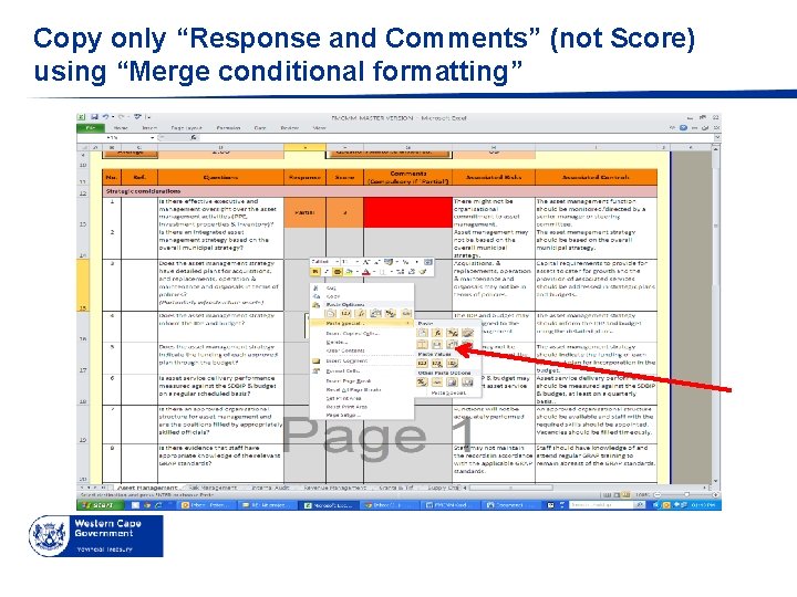 Copy only “Response and Comments” (not Score) using “Merge conditional formatting” 