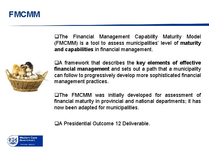 FMCMM q. The Financial Management Capability Maturity Model (FMCMM) is a tool to assess