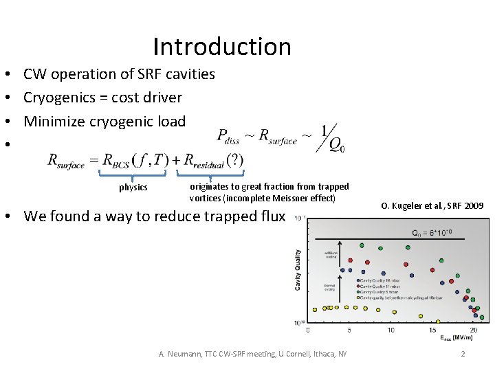 Introduction • CW operation of SRF cavities • Cryogenics = cost driver • Minimize