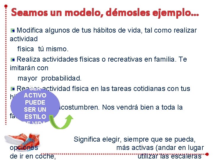 Seamos un modelo, démosles ejemplo… Modifica algunos de tus hábitos de vida, tal como