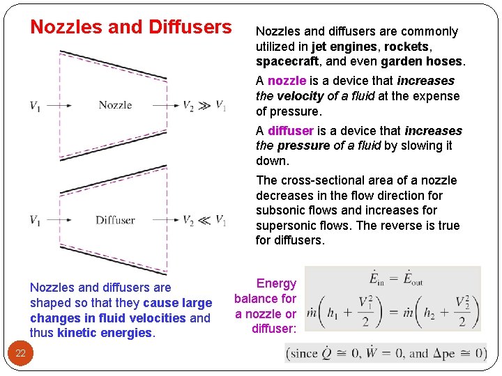 Nozzles and Diffusers Nozzles and diffusers are commonly utilized in jet engines, rockets, spacecraft,