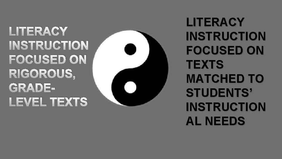 LITERACY INSTRUCTION FOCUSED ON RIGOROUS, GRADELEVEL TEXTS LITERACY INSTRUCTION FOCUSED ON TEXTS MATCHED TO