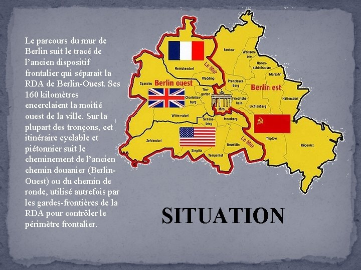 Le parcours du mur de Berlin suit le tracé de l’ancien dispositif frontalier qui