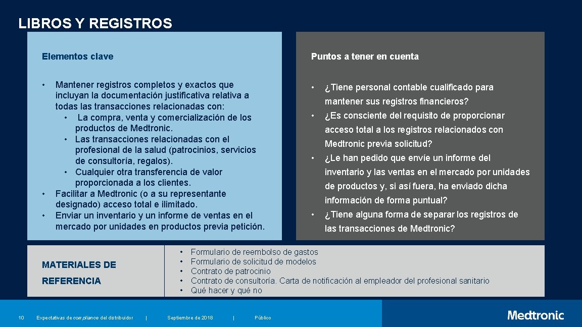 LIBROS Y REGISTROS Elementos clave Puntos a tener en cuenta • • Mantener registros