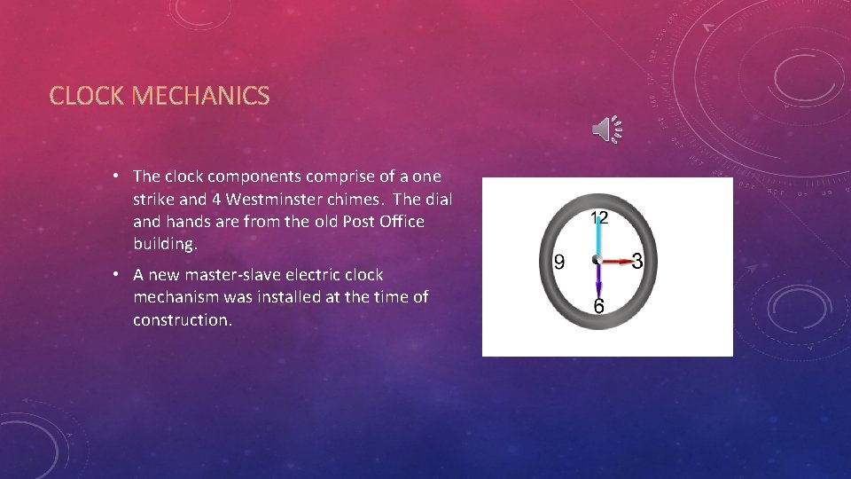  • The clock components comprise of a one strike and 4 Westminster chimes.