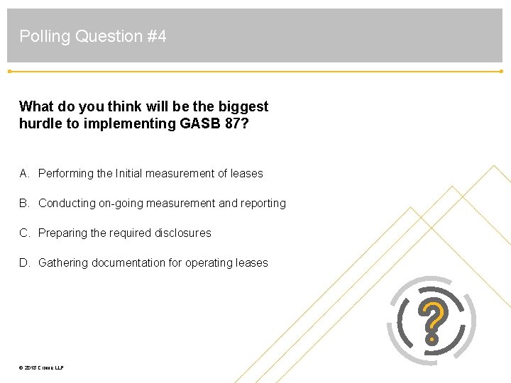 Polling Question #4 What do you think will be the biggest hurdle to implementing