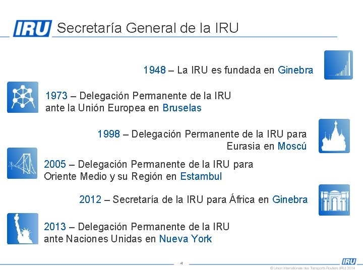 Secretaría General de la IRU 1948 – La IRU es fundada en Ginebra 1973