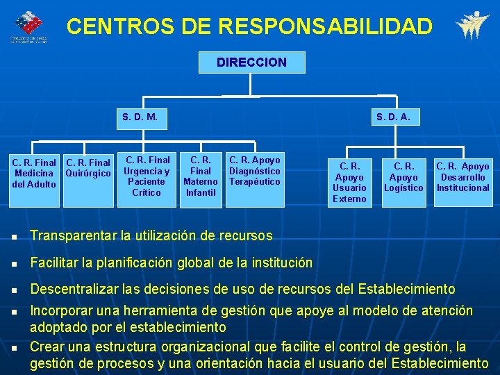 CENTROS DE RESPONSABILIDAD DIRECCION S. D. M. C. R. Final Medicina del Adulto C.