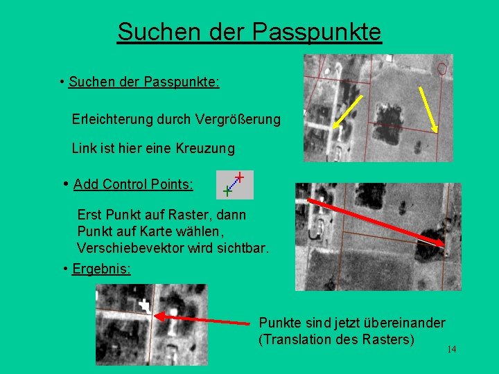 Suchen der Passpunkte • Suchen der Passpunkte: Erleichterung durch Vergrößerung Link ist hier eine