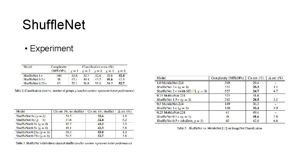 Shuffle. Net • Experiment 