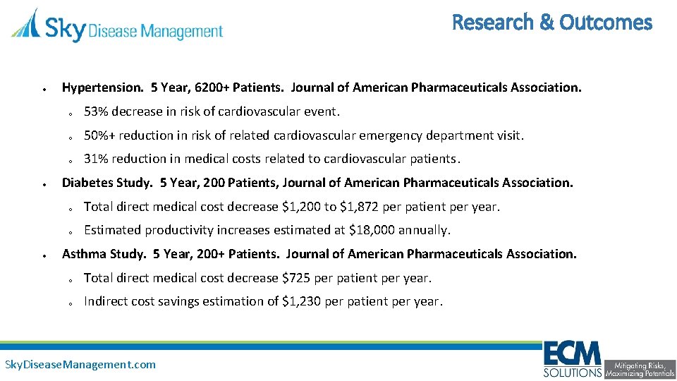 Research & Outcomes Hypertension. 5 Year, 6200+ Patients. Journal of American Pharmaceuticals Association. o