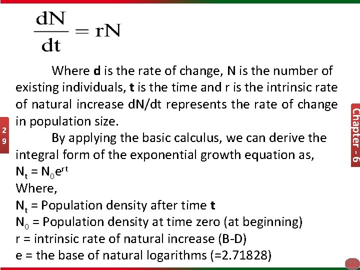 Chapter - 6 2 9 Where d is the rate of change, N is