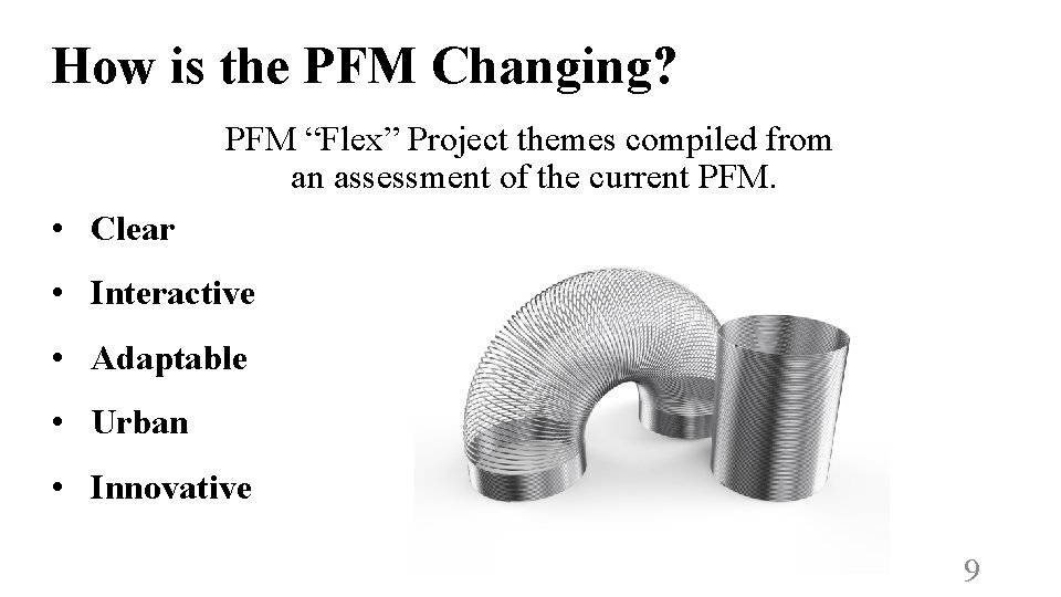 How is the PFM Changing? PFM “Flex” Project themes compiled from an assessment of