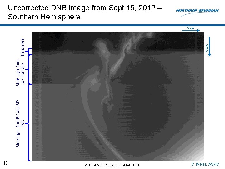 Uncorrected DNB Image from Sept 15, 2012 – Southern Hemisphere Stray Light from EV