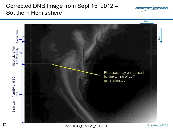 Corrected DNB Image from Sept 15, 2012 – Southern Hemisphere Stray Light from EV
