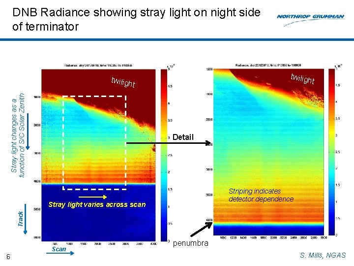 DNB Radiance showing stray light on night side of terminator twiligh t t Stray