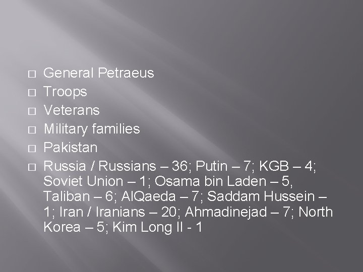 � � � General Petraeus Troops Veterans Military families Pakistan Russia / Russians –