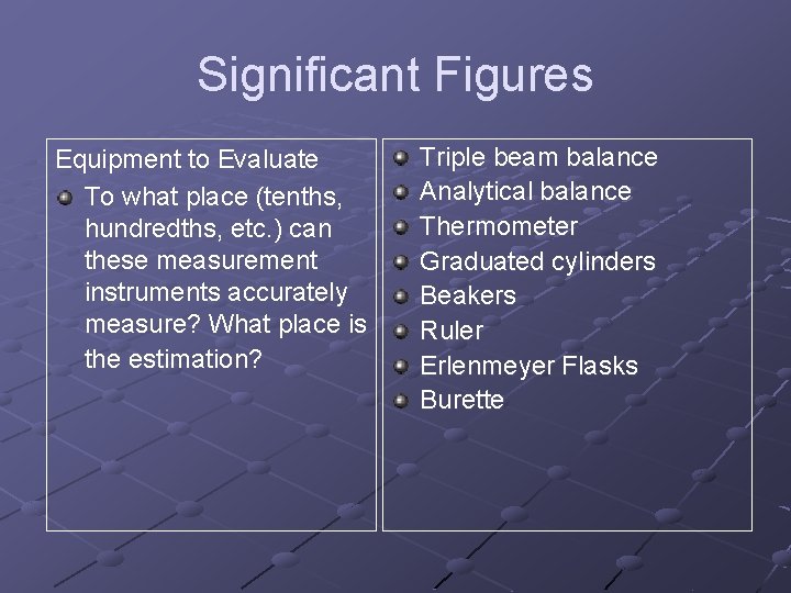Significant Figures Equipment to Evaluate To what place (tenths, hundredths, etc. ) can these