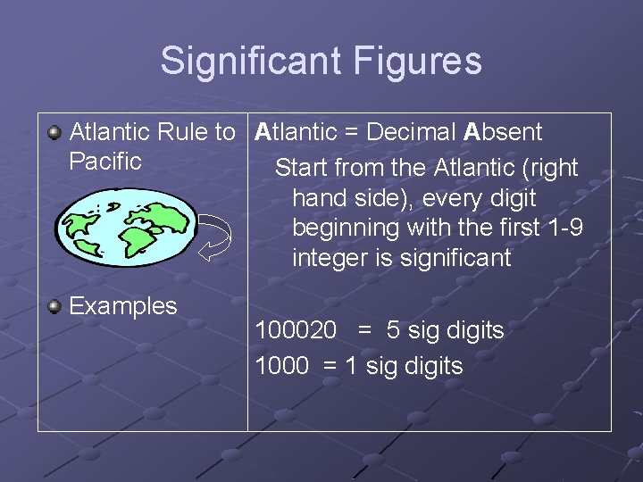 Significant Figures Atlantic Rule to Atlantic = Decimal Absent Pacific Start from the Atlantic