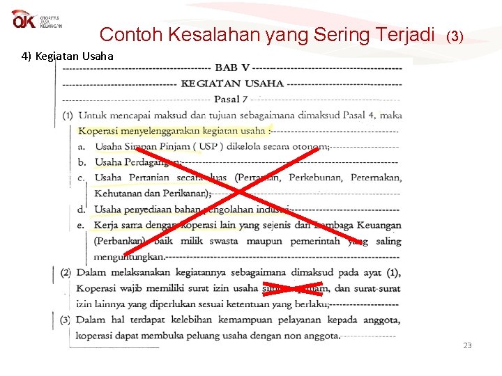 Contoh Kesalahan yang Sering Terjadi (3) 4) Kegiatan Usaha 23 