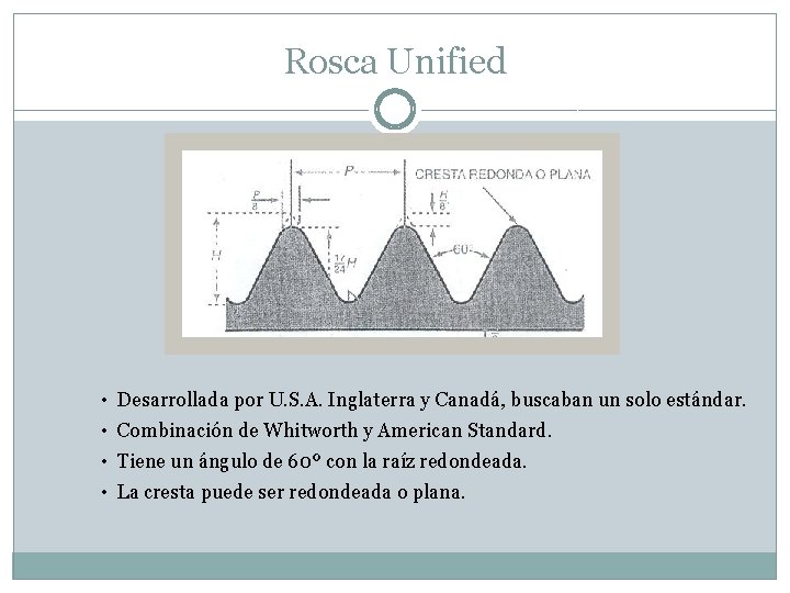 Rosca Unified • Desarrollada por U. S. A. Inglaterra y Canadá, buscaban un solo