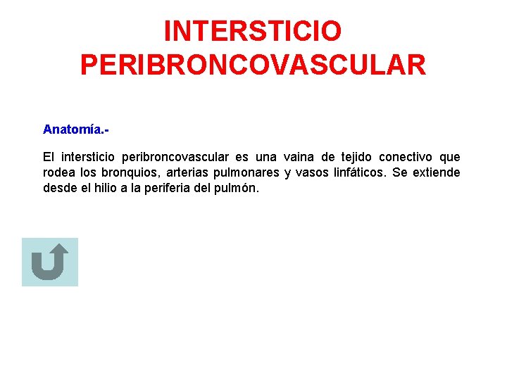 INTERSTICIO PERIBRONCOVASCULAR Anatomía. El intersticio peribroncovascular es una vaina de tejido conectivo que rodea