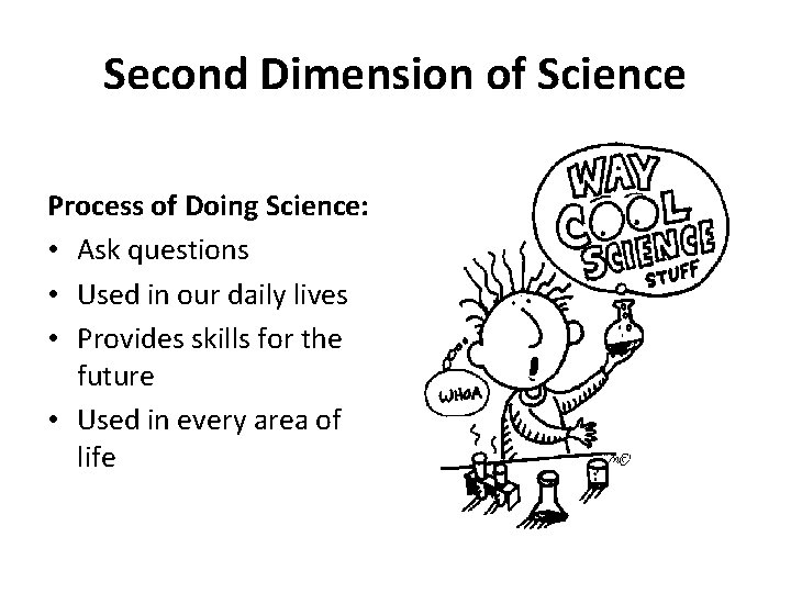 Second Dimension of Science Process of Doing Science: • Ask questions • Used in