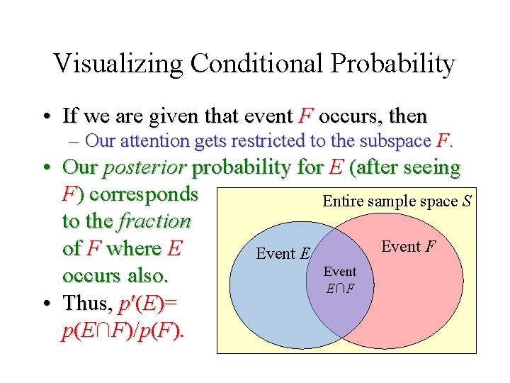 Module #19 – Probability Visualizing Conditional Probability • If we are given that event