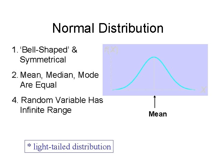 Module #19 – Probability Normal Distribution 1. ‘Bell-Shaped’ & Symmetrical 2. Mean, Median, Mode