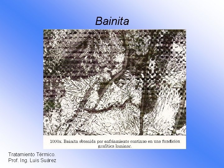 Bainita Tratamiento Térmico. Prof. Ing. Luis Suárez 