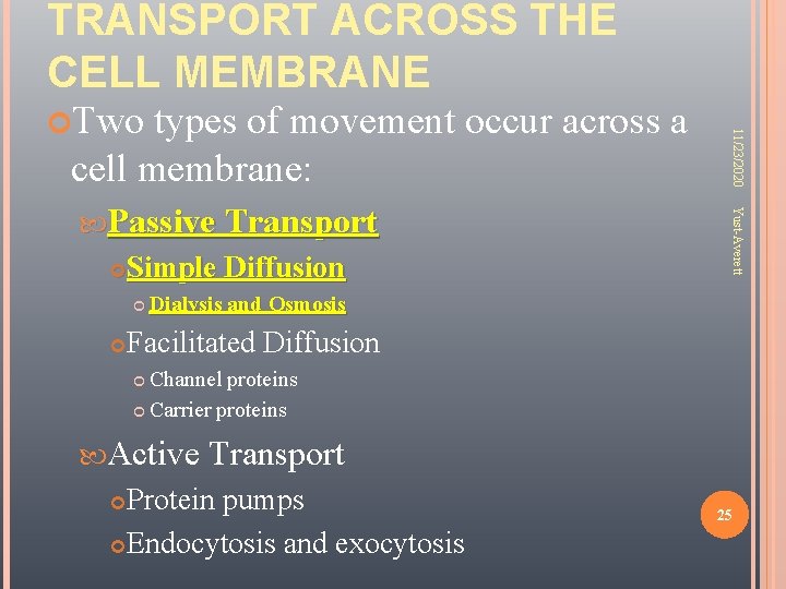 TRANSPORT ACROSS THE CELL MEMBRANE types of movement occur across a cell membrane: Simple