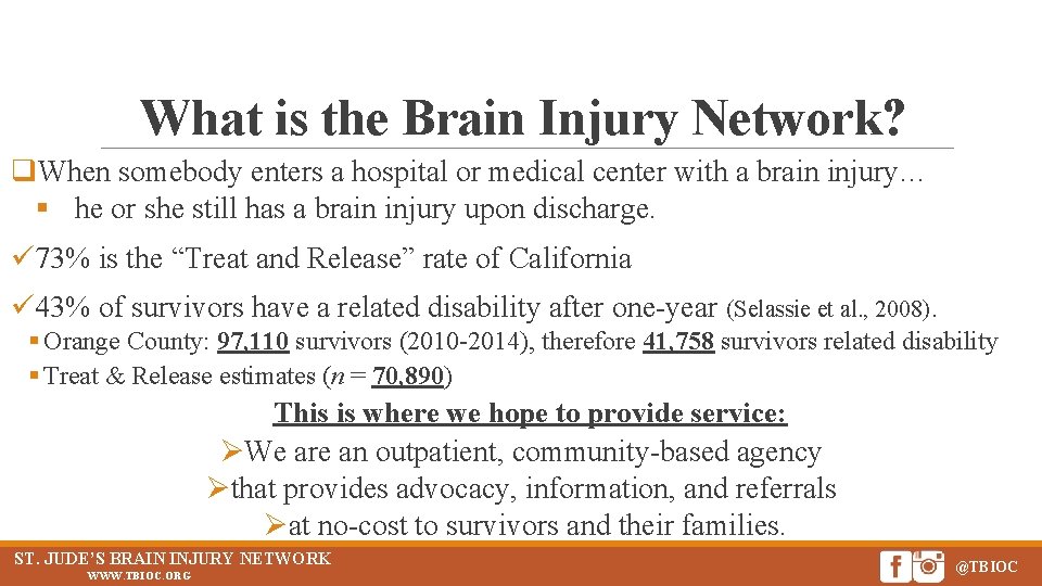 What is the Brain Injury Network? q. When somebody enters a hospital or medical