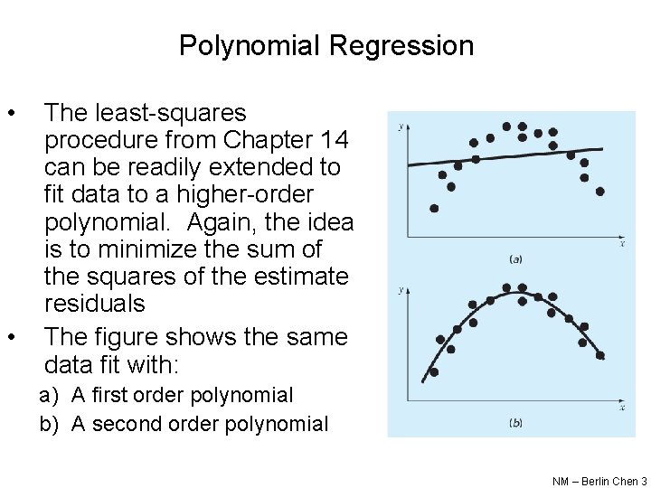 Polynomial Regression • • The least-squares procedure from Chapter 14 can be readily extended