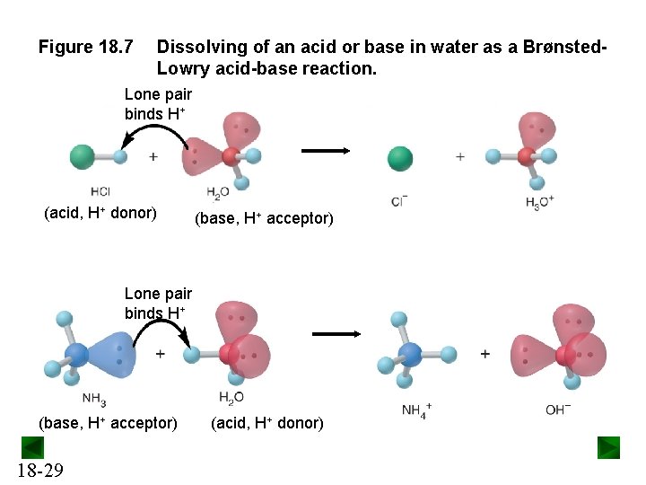 Figure 18. 7 Dissolving of an acid or base in water as a Brønsted.