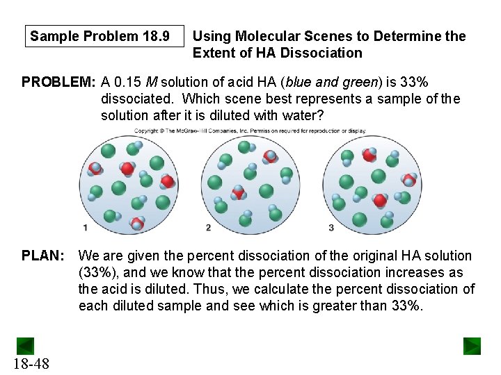 Sample Problem 18. 9 Using Molecular Scenes to Determine the Extent of HA Dissociation