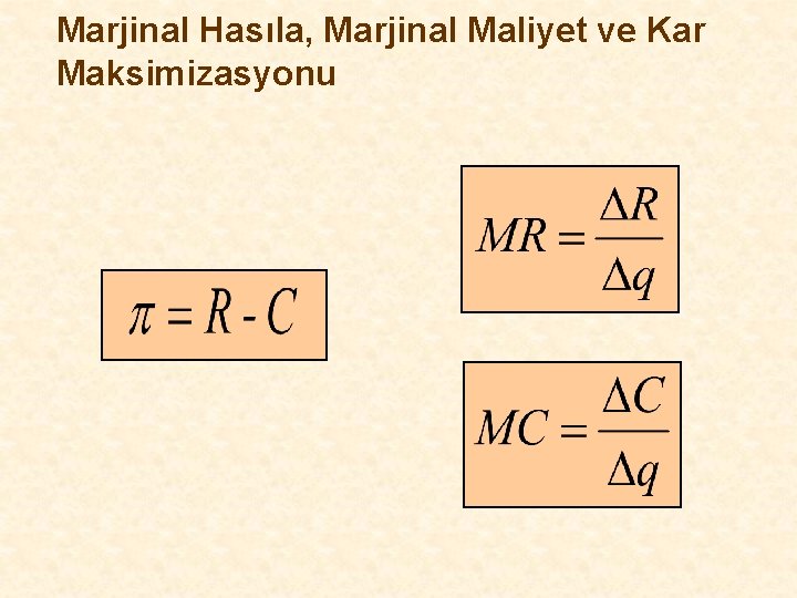 Marjinal Hasıla, Marjinal Maliyet ve Kar Maksimizasyonu 