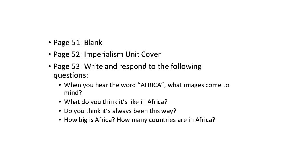  • Page 51: Blank • Page 52: Imperialism Unit Cover • Page 53: