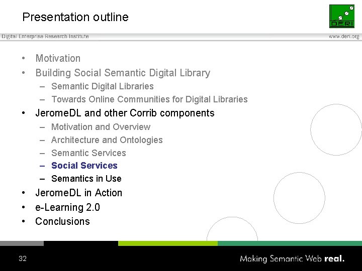 Presentation outline • Motivation • Building Social Semantic Digital Library – Semantic Digital Libraries