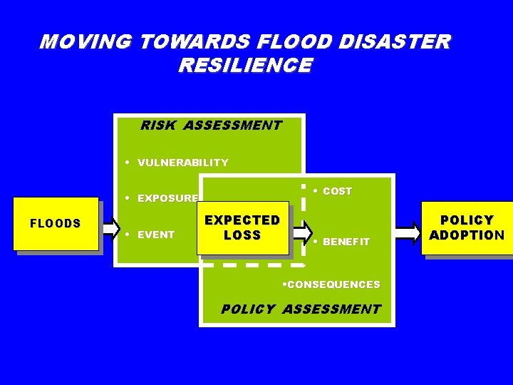 MOVING TOWARDS FLOOD DISASTER RESILIENCE RISK ASSESSMENT • VULNERABILITY • COST • EXPOSURE FLOODS