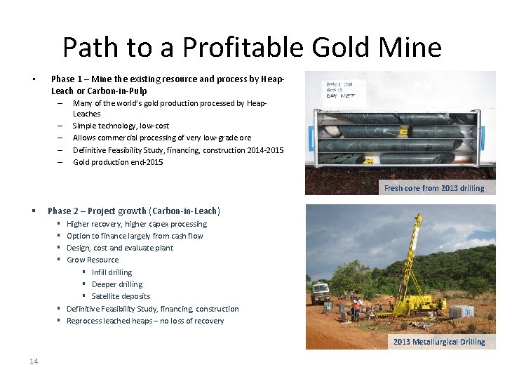 Path to a Profitable Gold Mine • Phase 1 – Mine the existing resource