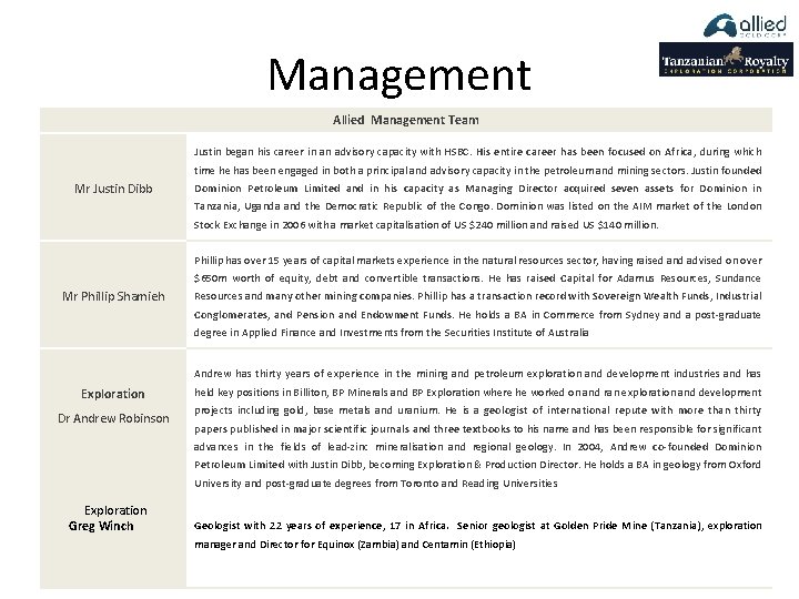 Management Allied Management Team Justin began his career in an advisory capacity with HSBC.