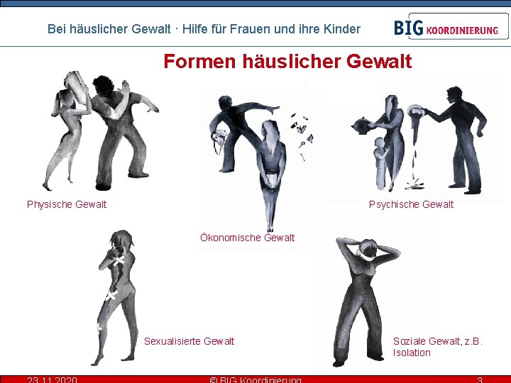 Bei häuslicher Gewalt · Hilfe für Frauen und ihre Kinder Formen häuslicher Gewalt Physische