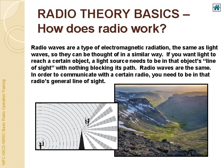 NIFC-NIICD-NIRSC Basic Radio Operation Training RADIO THEORY BASICS – How does radio work? Radio