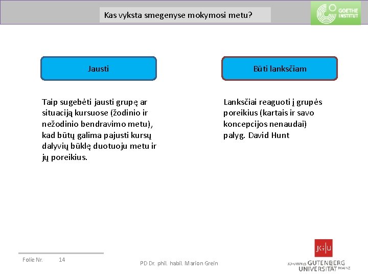 Was passiert im Gehirn beim metu? Lernen? Kas vyksta smegenyse mokymosi Jausti Būti lanksčiam