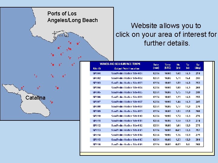 Ports of Los Angeles/Long Beach Catalina Website allows you to click on your area