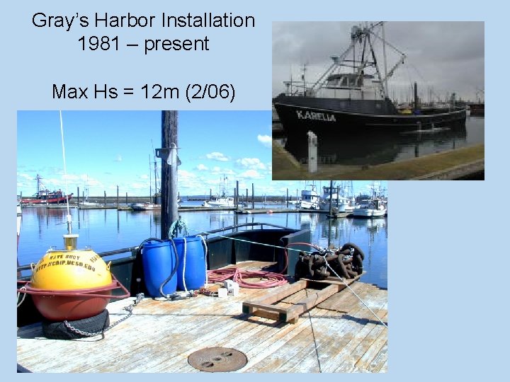 Gray’s Harbor Installation 1981 – present Max Hs = 12 m (2/06) 