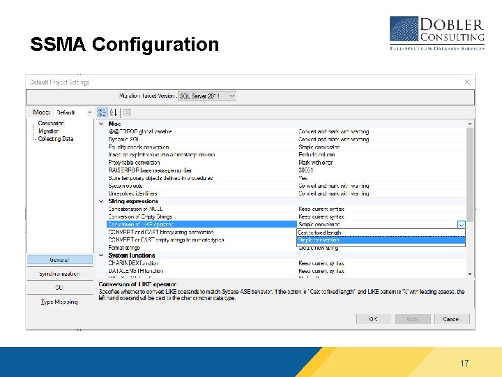 SSMA Configuration 17 SSMA Configuration 17