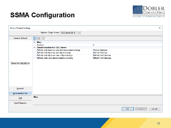 SSMA Configuration 19 SSMA Configuration 19