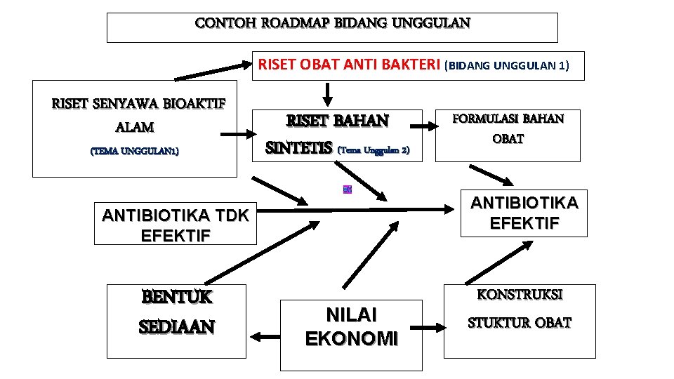 CONTOH ROADMAP BIDANG UNGGULAN RISET OBAT ANTI BAKTERI (BIDANG UNGGULAN 1) RISET SENYAWA BIOAKTIF