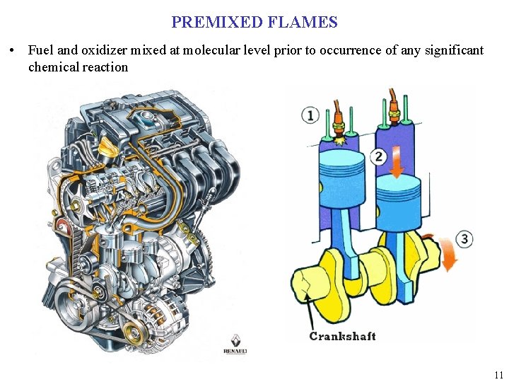 PREMIXED FLAMES • Fuel and oxidizer mixed at molecular level prior to occurrence of